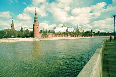 Buildings along a river, Moscva River, Kremlin, Moscow, Russia