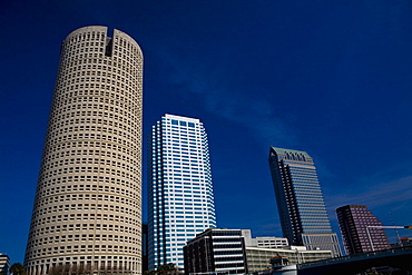 Low angle view of skyscrapers in a city, Plant Park, University Of Tampa, Tampa, Florida, USA