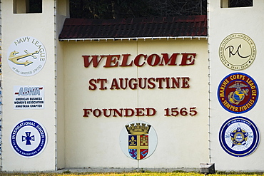 Close-up of an information sign, St. Augustine, Florida, USA