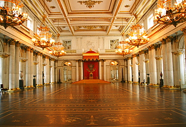 Interiors of a palace, St. George Hall, Winter Palace, Hermitage Museum, St. Petersburg, Russia