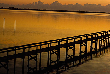 Silhouette of a pier in the sea, St. Augustine Beach, Florida, USA