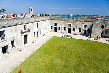 Tourists at a castle, Castillo De San Marcos National Monument, St. Augustine, Florida, USA