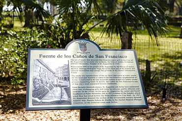 Information board in a park, Fuente De Los Canos, St. Augustine, Florida, USA