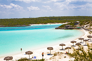 Palapa umbrella on the beach, Exuma, Bahamas