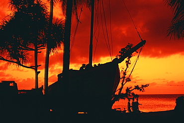 Silhouette of a boat, Majuro, Marshall Islands