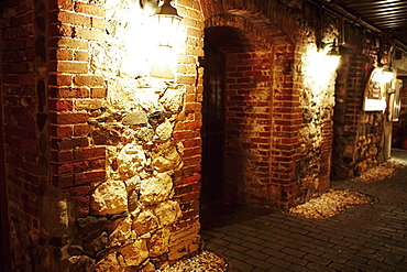 Lantern lit up at night, Savannah, Georgia, USA