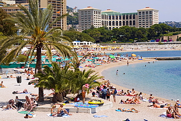 Tourists on the beach, Monte Carlo, Monaco