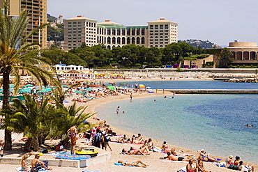 Tourists on the beach, Monte Carlo, Monaco