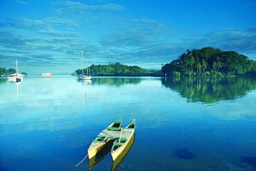 High angle view of  a boat, Savusavu, Vanua Levu, Fiji