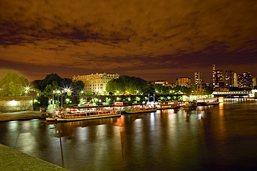 Tourboats docked at a port, Seine River, Paris, France