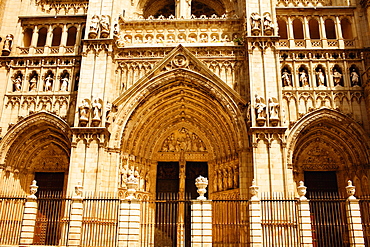 Facade of a cathedral, Cathedral Of Toledo, Toledo, Spain