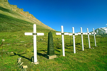 Row of graves on a landscape, Norway