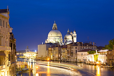 Church lit up at night, Santa Maria Della Salute, Grand Canal, Venice, Italy