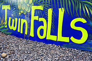 Close-up of a banner, Twin Falls, Maui, Hawaii Islands, USA