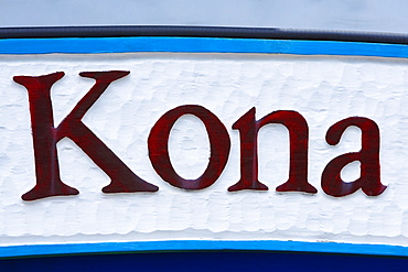 Close-up of text, Kona, Big Island, Hawaii Islands, USA