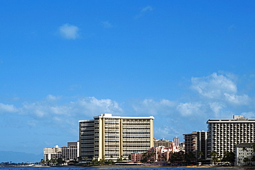 Buildings at the waterfront, Waikiki Beach, Honolulu, Oahu, Hawaii Islands, USA