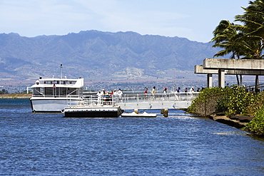 Tourboat in the sea, Pearl Harbor, Honolulu, Oahu, Hawaii Islands, USA