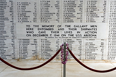 Barricade in front of a monument, USS Arizona Memorial, Pearl Harbor, Honolulu, Oahu, Hawaii Islands, USA