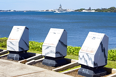 War memorials at a harbor, USS Arizona Memorial, Pearl Harbor, Honolulu, Oahu, Hawaii Islands, USA