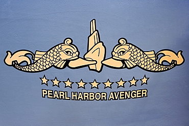 Close-up of a symbol on a warship, USS Bowfin, Pearl Harbor, Honolulu, Oahu, Hawaii Islands, USA