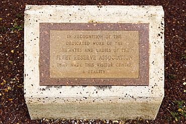 Close-up of a memorial plaque, USS Arizona Memorial, Pearl Harbor, Honolulu, Oahu, Hawaii Islands, USA