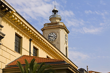 Low angle view of a clock tower of a building, Nice, France