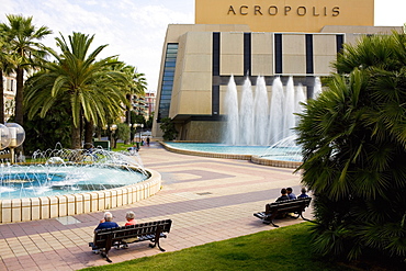 Fountain in front of a building, Acropolis Conference Center, Nice, France