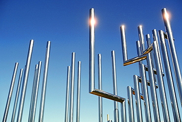 Low angle view of metal sculptures at a museum, Israel Museum, Jerusalem, Israel