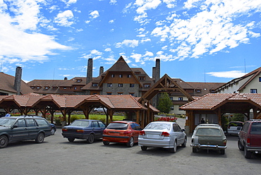 Cars parked in front of a building, San Carlos De Bariloche, Argentina