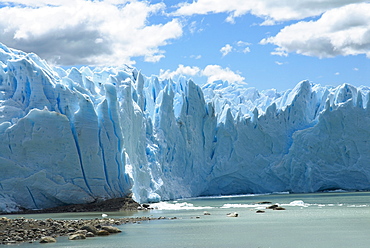 Low angle view of glaciers, Moreno Glacier, Argentine Glaciers National Park, Lake Argentino, El Calafate, Patagonia, Argentina