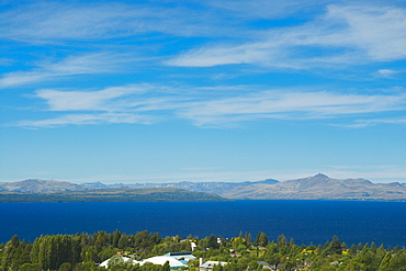 Lake in front of mountains, Lake Nahuel Huapi, San Carlos De Bariloche, Argentina