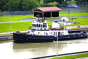 Boat in a canal, Panama Canal, Panama