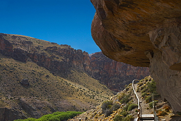 Fence in the valley, Cave of the Hands, Pinturas River, Patagonia, Argentina