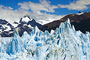 Glaciers in front of mountains, Glacier Grande, Mt Fitzroy, Chalten, Southern Patagonian Ice Field, Patagonia, Argentina