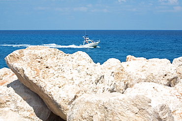 Motorboat in the sea, Cancun, Mexico