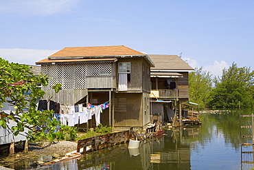 Houses at the riverside, Honduras