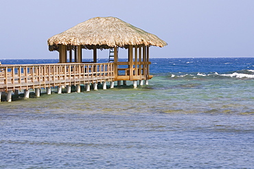 Pier in the sea, Osgood Cay, Roatan, Bay Islands, Honduras