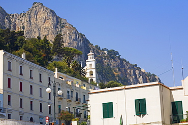 Low angle view of a building with a cliff in the background, Capri, Campania, Italy