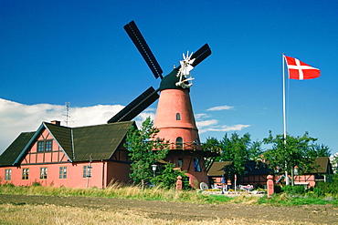 Restaurant near a windmill, Funen County, Denmark