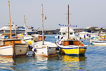 Boats docked at a port, Marina Grande, Capri, Campania, Italy