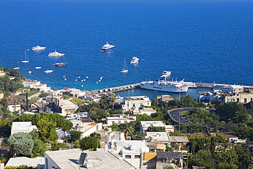 High angle view of boats at the harbor, Marina Grande, Capri, Campania, Italy