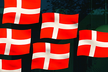 Close-up of Danish flags, Denmark