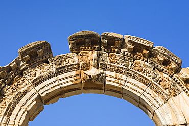 High section view of a ruined gate, Temple of Hadrian, Ephesus, Turkey