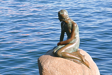 High angle view of a statue, Little Mermaid, Copenhagen, Denmark