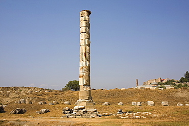 Old ruins of a column, Ephesus, Turkey