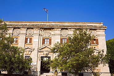 Low angle view of a government building, Rhodes, Dodecanese Islands, Greece