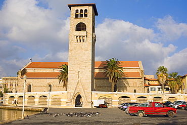 Low angle view of a bell tower of a church, Rhodes, Dodecanese Islands, Greece