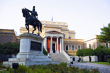 Statue of Theodoros Kolokotronis in front of a museum, National History Museum, Athens, Greece