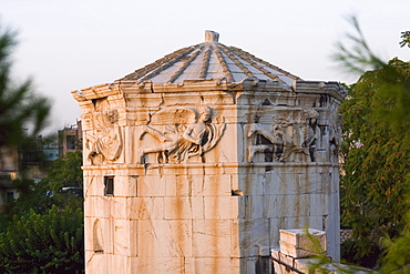 Close-up of carving on a tower, Tower Of The Winds, Roman Agora, Athens, Greece