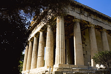 Low angle view of the old ruins of a temple, Parthenon, Acropolis, Athens, Greece